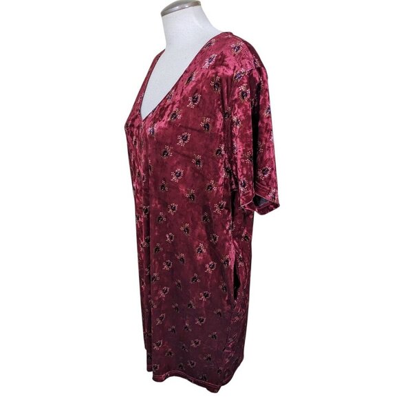 Natural Life New Claire Velvet Dress Womens Size Large Cranberry Fan Motif - Picture 5 of 9